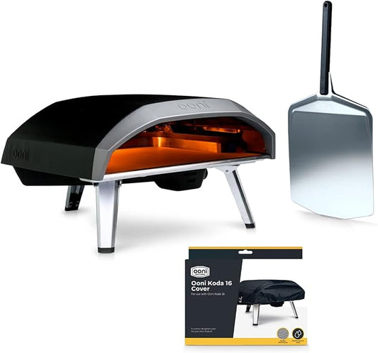 Ooni Koda 16 Gas Pizza Oven - Pro Pizza Oven Bundle - Includes 14" Aluminium Pizza Peel and Koda 16 Cover