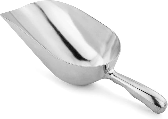 New Star Foodservice 538161 One-Piece Cast Aluminum Round Bottom Bar Ice Flour Utility Scoop, 38-Ounce, Silver (Hand Wash Only)