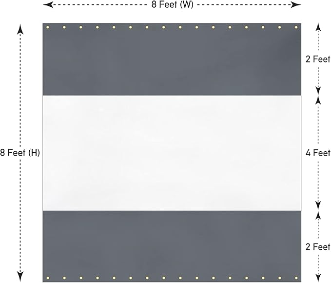 Covers & All Outdoor Clear Panel Curtain, 12 oz Vinyl Outdoor Curtains for Patio, Weather Resistant Waterproof Tarp with Brass Grommets for Pergola, Porch, Gazebos, Balcony (8'H x 8'W Feet, Gray)