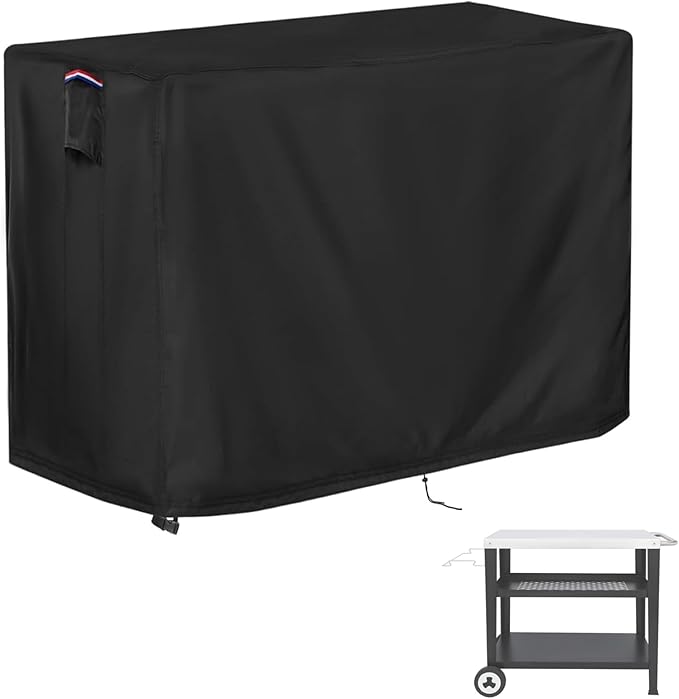 Outdoor Grill Table Cover for Royal Gourmet PC3404S Rolling Dining Table, Waterproof Cart Cover for BBQ Kitchen Food Prep Table Cart,Black-46''L x 25''W x 39''H