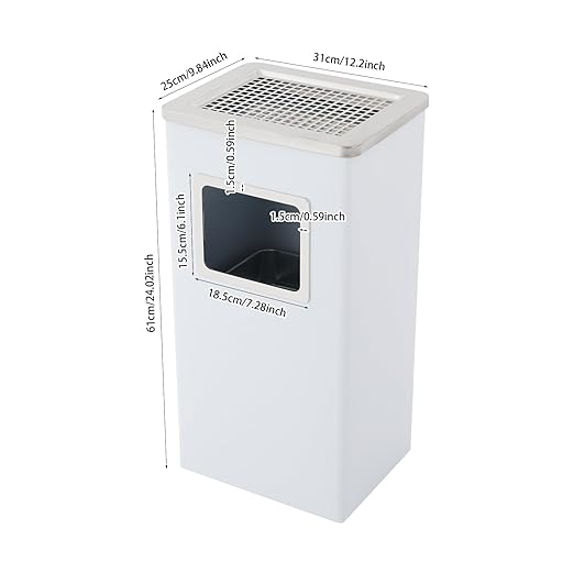 Trash Can with Lid Outdoor Indoor Stainless Steel Commercial Garbage Bin Waste Container with Inside Barrel for Patio Yard Garage, White