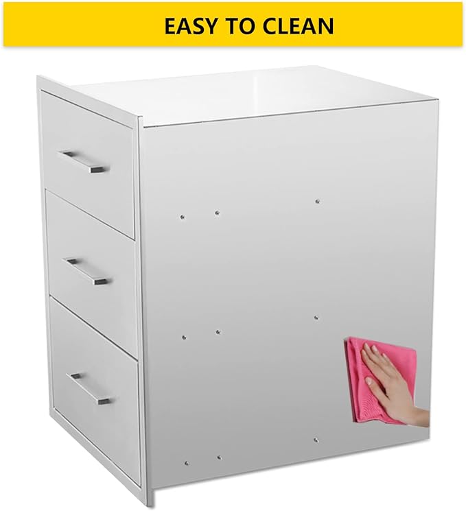 TIANAI Outdoor Kitchen Double Drawer w/Paper Towel Holder Combo Works with Your Grilling or Prep Zones for Outdoor BBQ Island 17W-30H-21D inch