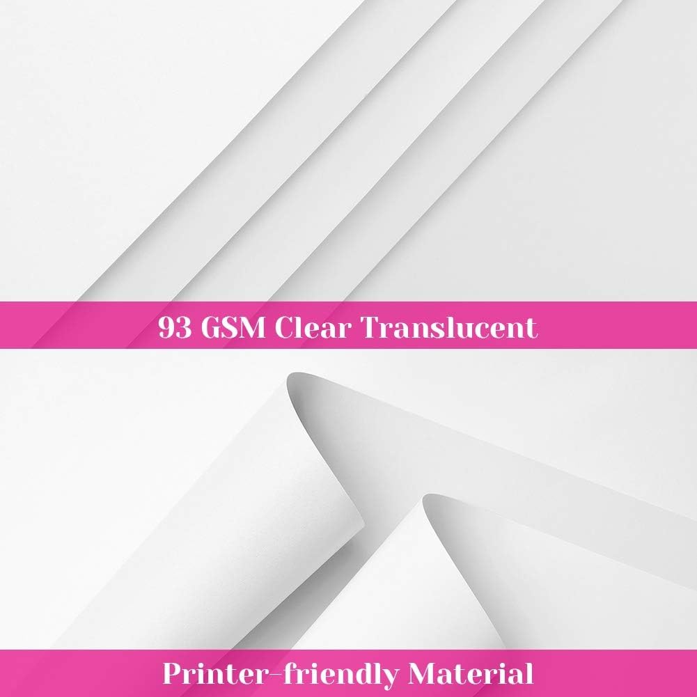 Vellum Paper, Cridoz 50 Sheets Vellum Transparent Paper 8.5 x 11 Inches Translucent Clear Paper for Printing Sketching Tracing Drawing Animation Wedding Invitations