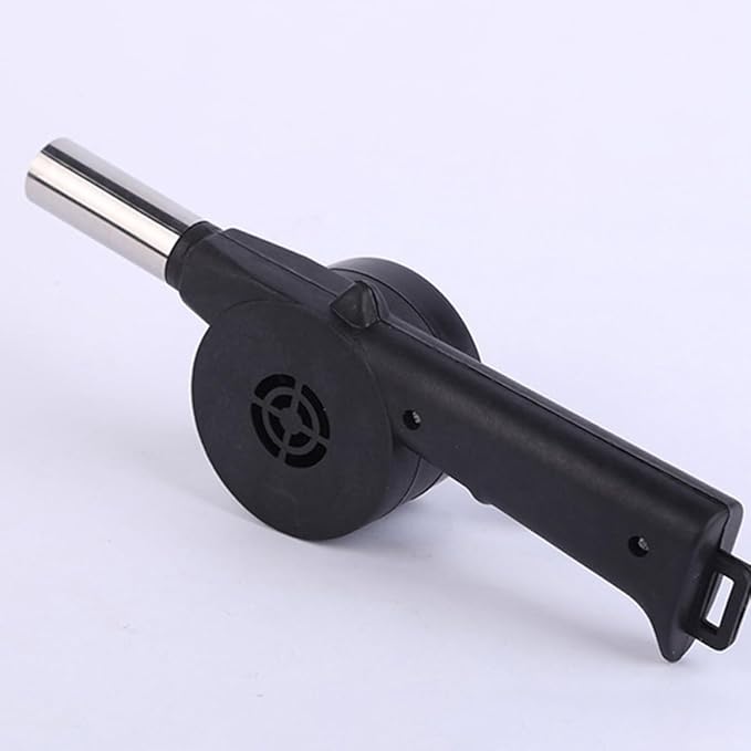 Manual Bbq Air Blower Hand Crank Fan Portable Campfire Bellows for Outdoor Grilling and Camping Fire Pits Black Metal Handheld Grill Accessory