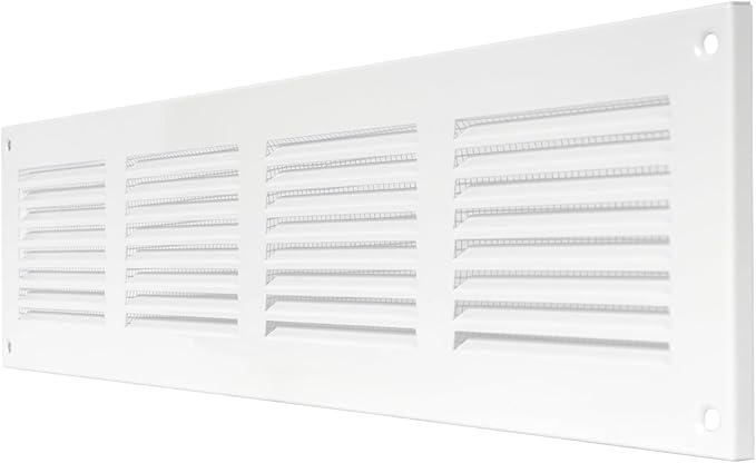 Repa Market Air Vent Cover 16x4 Inch (Outer Dimensions) White Galvanized Steel Louvered Grill Cover with Mesh Screen/Wall or Ceiling Vent/HVAC Register for Indoor and Outdoor Ventilation