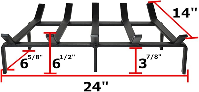 SteelFreak Heavy Duty Steel Fireplace Grate - Made in The USA (24 Inch)