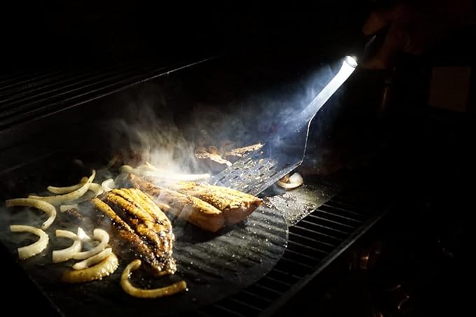 Grill Light Stainless Steel BBQ Grilling Spatula with LED Flashlight - Thick Restaurant Grade Steel - Waterproof & Dishwasher Safe - Grill in The Dark - Camping Barbeque Grilling Spatula