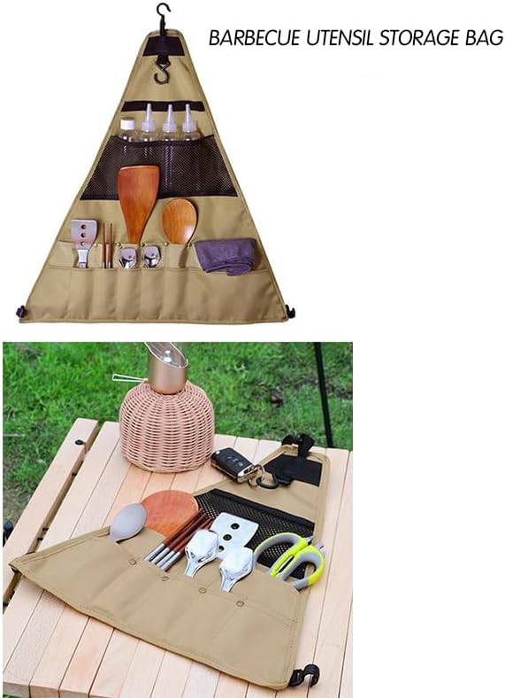 Outdoor Camping Utensil Organizer Bag – Portable Hanging Triangular Storage Pouch for Tableware, Cooking Tools, BBQ Accessories & Picnic Gear