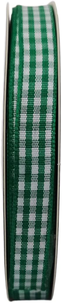 Green Gingham Plaid Checked Christmas Ribbon 25 Yard Each Roll 100% Polyester (3/8", Green)