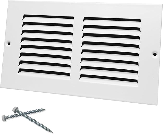 8"W x 4"H [Duct Opening Size] Steel Return Air Grille, Air Return Vent Cover for Ceiling and Sidewall - HVAC Air Vent Covers - [Outer Dimensions: 9.75"W x 5.75"H]