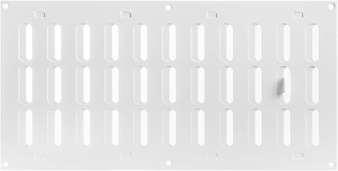 Vent Systems 16" x 8" Inch (Outer Dimensions) Metal Air Vent Grille - White Adjustable Register Vent Cover - Open/Close Air Supply Intake Wall Vent - Heating/Cooling Ceiling Grille for House, Garage