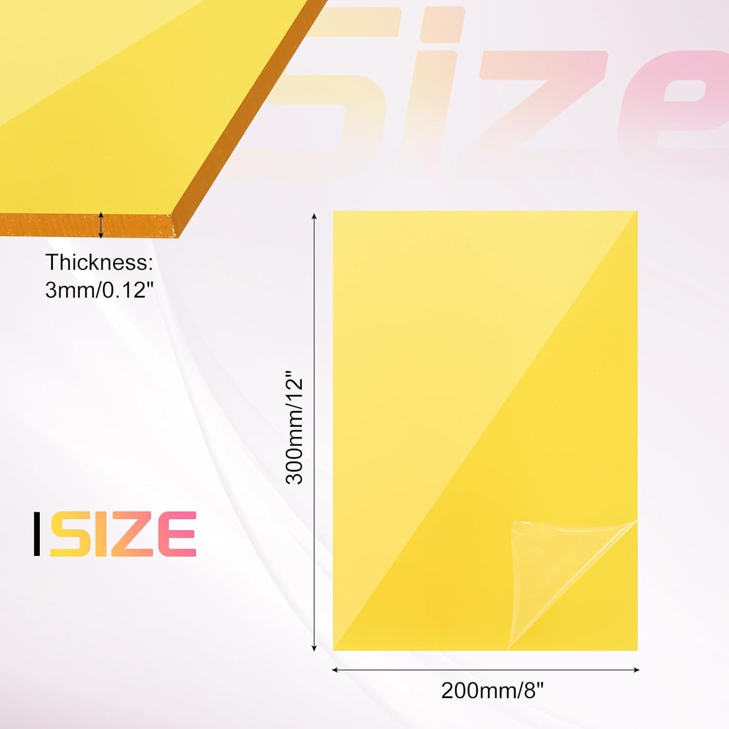 uxcell Acrylic Sheets 12x8 Inch Acrylic Panel 1/8 Inch-3mm Plastic Board for Picture Frames Sign Holders DIY Display Projects Craft, Clear Yellow