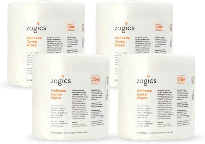 Zogics Wellness Center Wipes and Tabletop Stainless Steel Wipe Dispenser