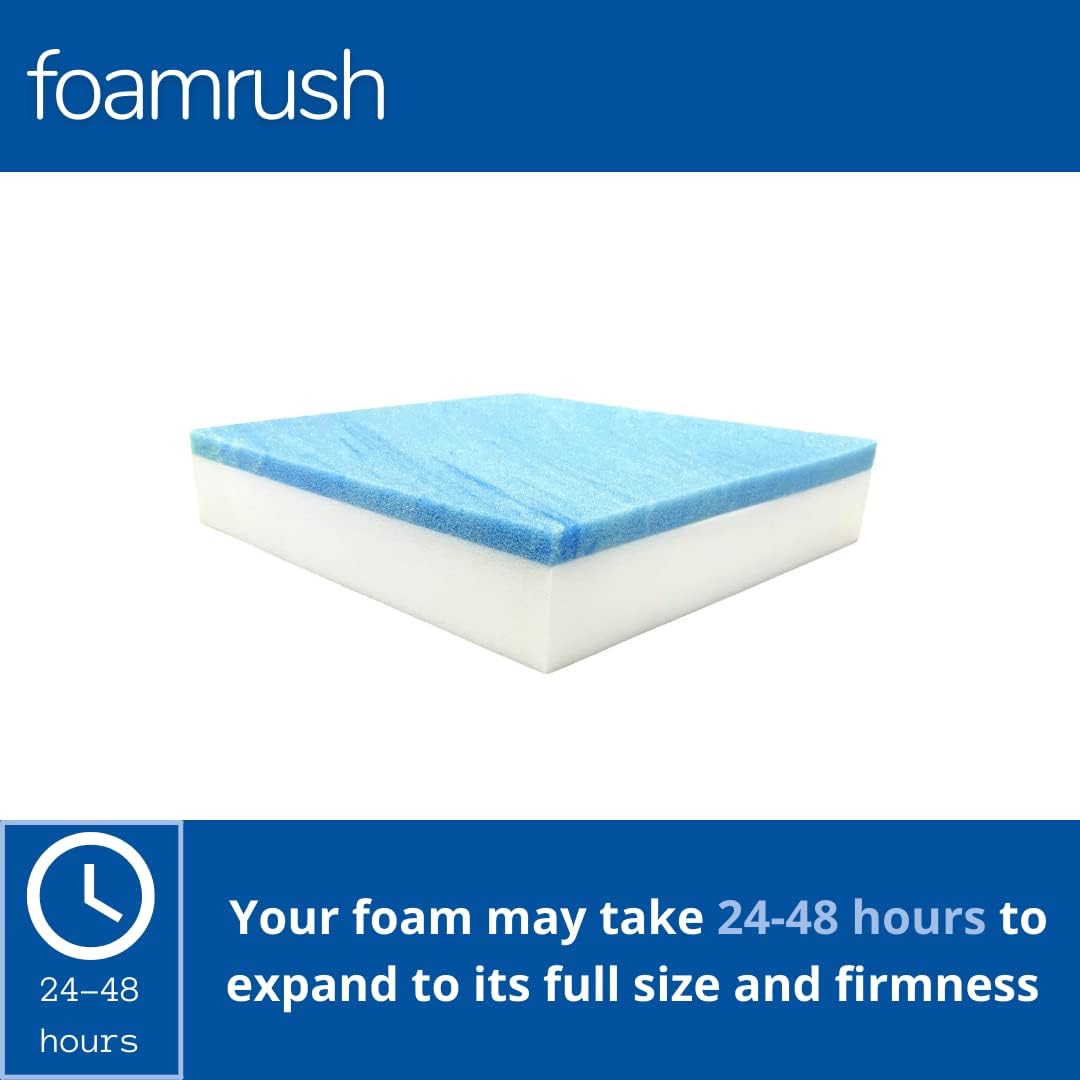 FoamRush 4" x 24" x 24" Gel Memory Foam Upholstery Square Cushion Medium Firm (Chair & Wheelchair Seat Cushion Replacement, Square Foam Dining Chairs, Couch, Sofa, Rubber Padding)