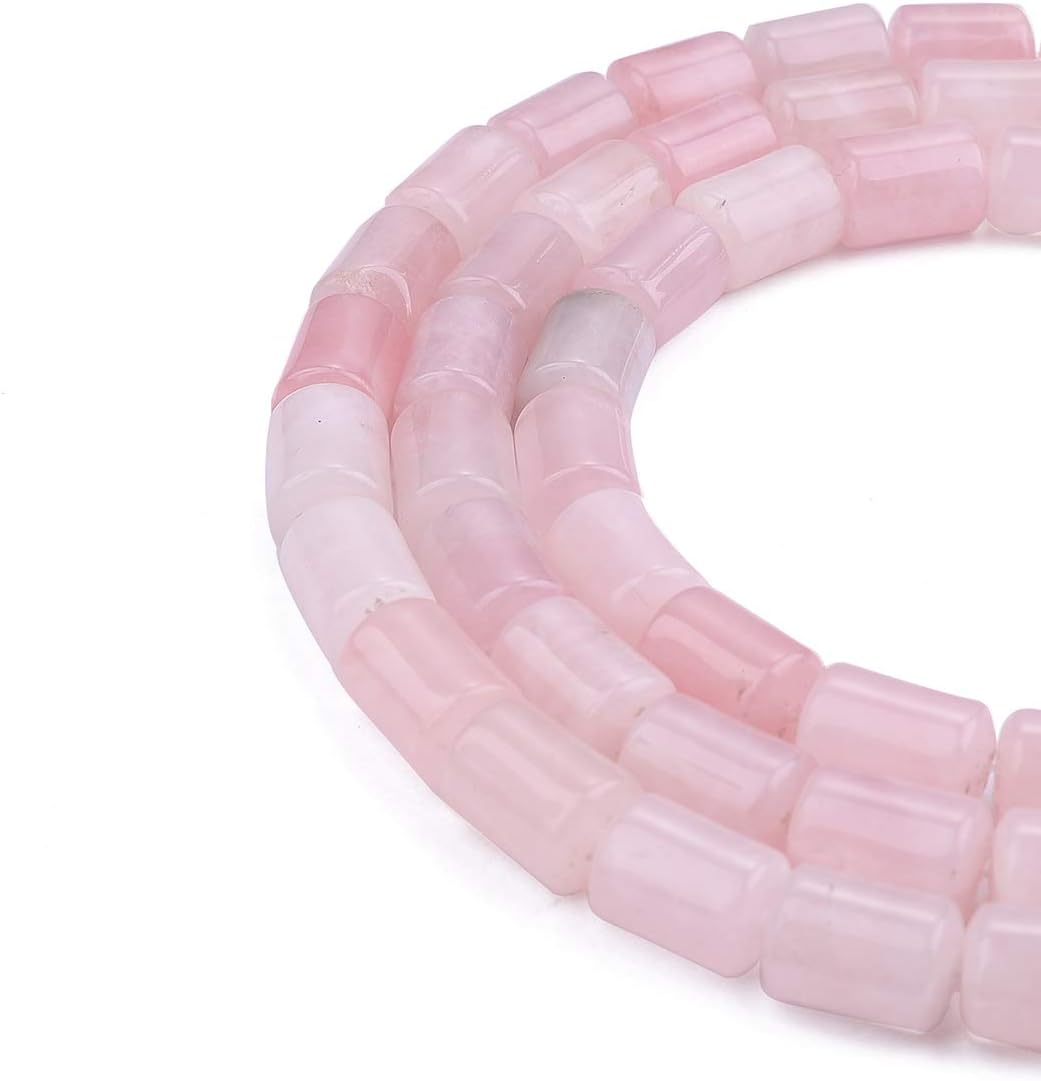Natural Rose Quartz Crystal Cylinder Stone Loose Semi Gemstone Beads for Jewelry Making 10mmx14mm 38cm