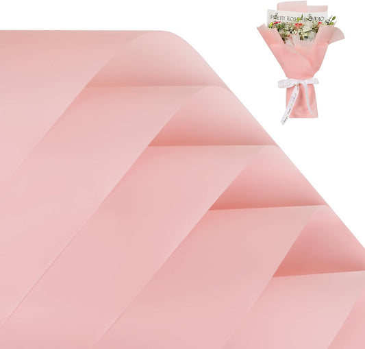 FUHITIM 20 Sheets Flower Wrapping Paper -Waterproof Floral Bouquet Wrapping Paper Used for DIY Crafts, Gift Packaging, Florist Supplies Packaging Paper for Wedding Birthday Gift (Misty Light Pink)