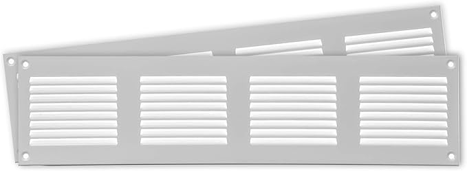 Repa Market 2-Pack Air Vent Cover 16x4 Inch (Outer Dimensions) White Galvanized Steel Louvered Grill Cover with Mesh Screen/Wall or Ceiling Vent/HVAC Register for Indoor and Outdoor Ventilation