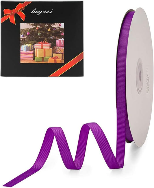 LIUYAXI 3/8" X 50 Yards Solid Purple Grosgrain Ribbon, Perfect for Crafts, Wedding Decor, DIY Hair Accessories, Sewing, Gift Package Wrapping and More