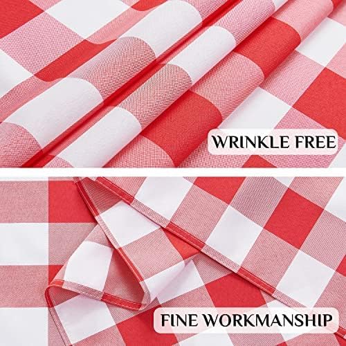 Softalker Gingham Checkered Tablecloth Rectangle - Outdoor Waterproof Buffalo Plaid Table Cloth, Stain Resistant Washable Table Cover for Picnic, Camping - Red and White, 2 Pack - 60 x 84 Inch