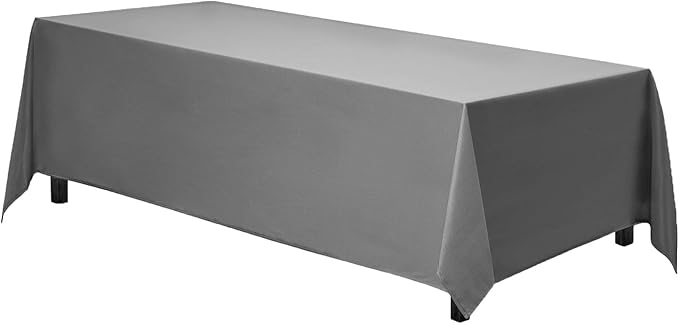 Gee Di Moda Rectangle Tablecloth - 90 x 156 Inch Charcoal Table Cloth for 8 Foot Tables with Floor-Length Drop - Heavy Duty Washable Fabric for Holiday Party, Dinner, Weddings & Baby Shower