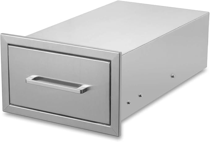Outdoor Kitchen Drawers Stainless Steel,14" W x 8-1/2"H x 23" D Single Drawer,Flush Mount for Outdoor Kitchen or BBQ Island