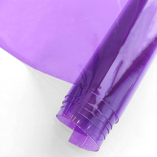 HYANG Purple Transparent PVC Super Clear Holographic Vinyl Faux Leather Sheets 1 Roll 12" x 47" (30cm x 120cm) for DIY Bows Earrings Bags DIY Crafts Making