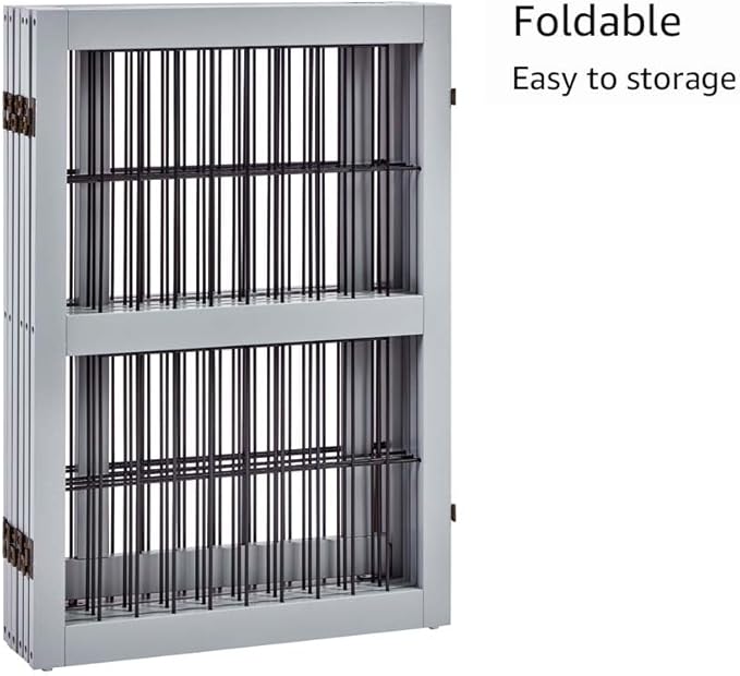 unipaws 132" Extra Wide Dog Gate, 31.5” Height Free Standing Tall Pet Fence, Foldable Cat Barriers for Home, Doorway, Stairs, Indoor Use, Grey