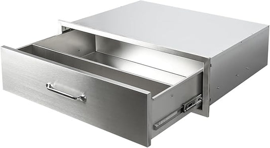 Outdoor Kitchen Drawers 30"Wx10"Hx23"D Flush Mount Access Single Drawer BBQ Stainless Steel Drawers with Handle for Outdoor Kitchen Island or Grill Station