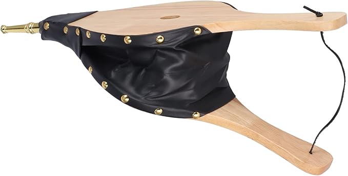 Wood Bellows Blower Fireplace, Wooden Air Blower for Outdoor Cooking, Camping BBQ Grill Chimney Starter, Classic Composite Wood and Leather Design with Strong Hanging Ring, Easy to