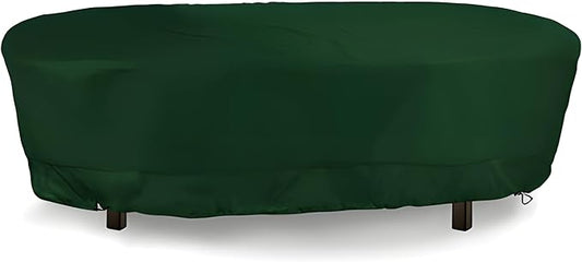 Eevelle Meridian Patio Oval Table Cover with Marine Grade Fabric - Waterproof Outdoor Table Cover - Furniture Set Covers for Dining Table - Easy to Install - (25.5"H x 70"L x 48"W, Hunter Green)