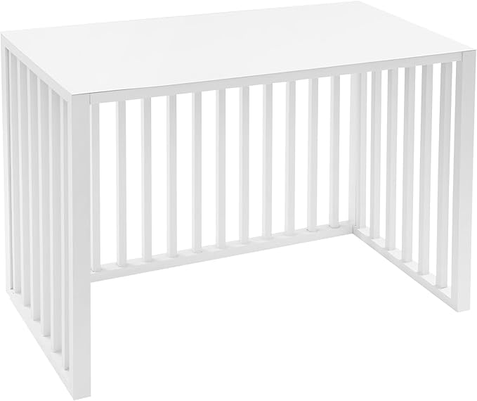 White Air Conditioner Fence with Top Cover, 4 Panels 39.4 "L x 19.7 "W x 27.6" H Privacy Fence Panels for Outside, Freestanding Metal Trash Can Hider Outdoor, No-Dig Air Conditioner Sun Blocker Kit