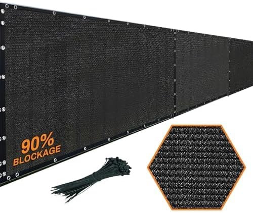 Xpose Safety Privacy Fence Screen 5’ x 50’ – Heavy Duty Black Mesh with 90% Visibility Block, UV Protection – Includes Cable Ties – for Garden, Yard, Nursery, Kennel, Dog Run, Greenhouse