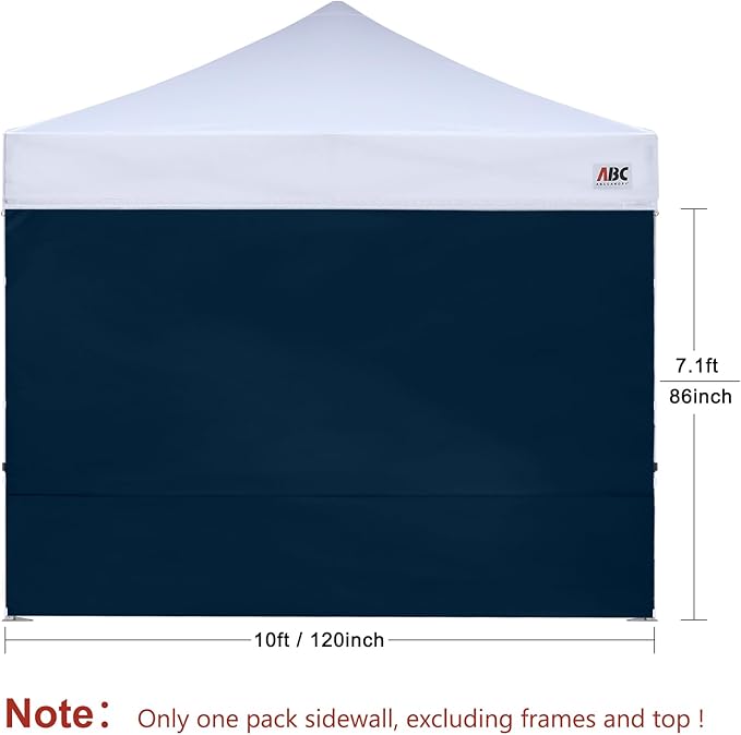 ABCCANOPY Instant Canopy SunWall 10x10 FT, 1 Pack Sidewall Only, No Frame or Top, Navy Blue