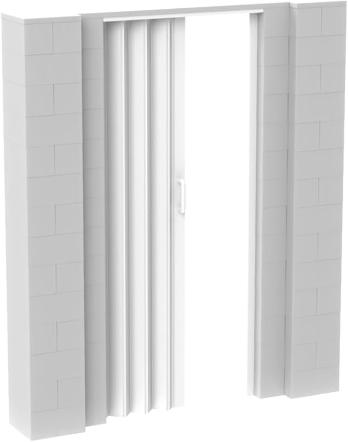 EverBlock 6’ x 7’ Wall Kit with Accordion Door | 3’ x 7’ Doorway | Modular Building Blocks | Wall Display System | Room Divider & Partition | Connect & Reuse | Indoor & Outdoor Use | Translucent