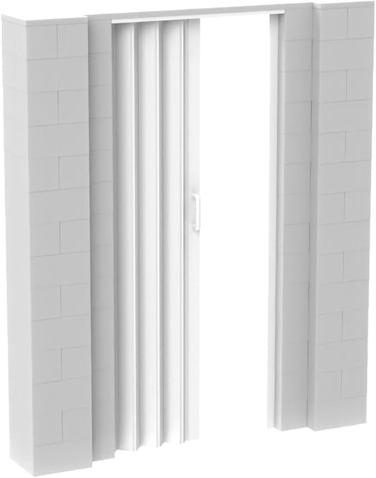 EverBlock 6’ x 7’ Wall Kit with Accordion Door | 3’ x 7’ Doorway | Modular Building Blocks | Wall Display System | Room Divider & Partition | Connect & Reuse | Indoor & Outdoor Use | Translucent