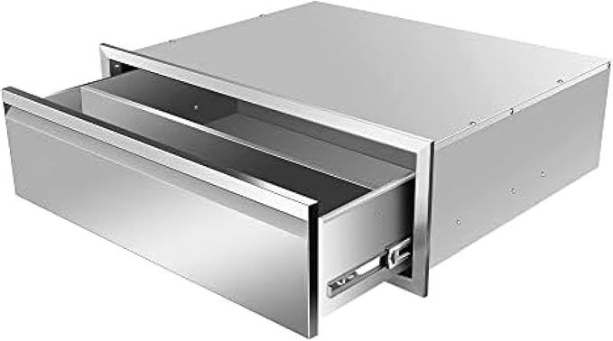 Outdoor Kitchen Drawers, Box Frame Style Flush Mount BBQ Drawer w/Stainless Steel Handle, BBQ Island Drawers For Patio Grill Station,Single Drawer