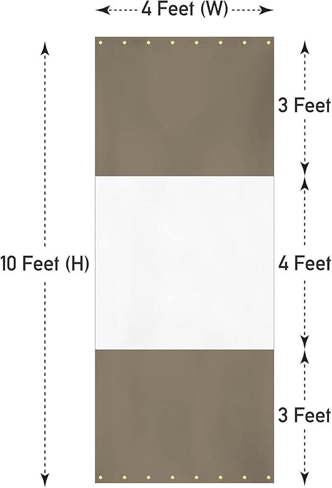 Covers & all Outdoor Clear Panel Curtain, 12 oz Vinyl Outdor Curtains for Patio, Waterproof & Weather Resistant Tarp with Brass Grommets for Pergola, Porch, Gazebos, Balcony (10’ H x 4’ W Feet, Beige)