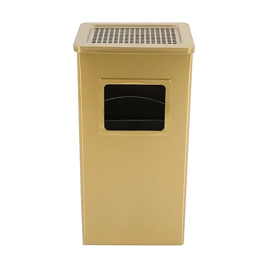 Trash Can with Lid Outdoor Indoor Stainless Steel Commercial Garbage Bin Waste Container with Inside Barrel for Patio Yard Garage, Gold