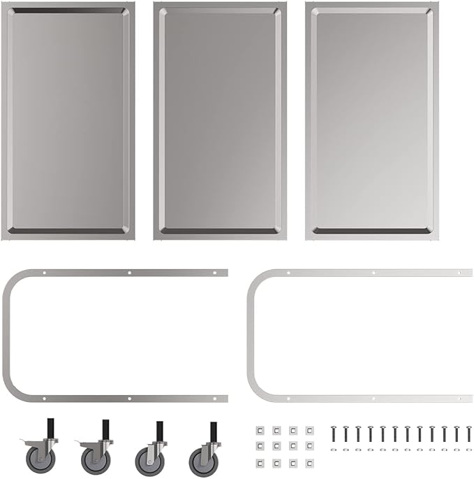 3 Shelf Stainless Steel cart,400 lbs,1MM Thick，Serving cart with Wheels, Household, Service Trolley,360°Rotation Storage Shelf with Locking Wheels 29.5 * 15.7 * 37.4'' L*W*H S.