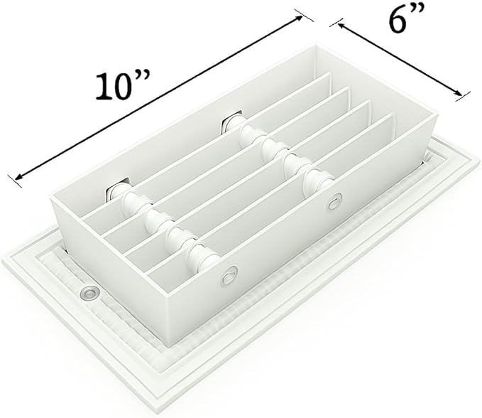 Premium 10" X 6" [Duct Opening] Linear Aluminum Bar Return Air Grille - White - White [Outer Dimensions: 12"W x 7"H] – for Ceiling, Wall Use