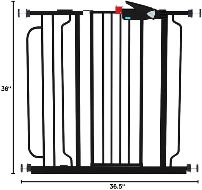Regalo Safety 36” Extra Tall Baby Gate for Doorways & Bottom of Stairs, Pressure Mount Safety Gate for Babies, Toddlers & Pets, Tested & Safe for 30 Years, American Designed, Family Owned, Black