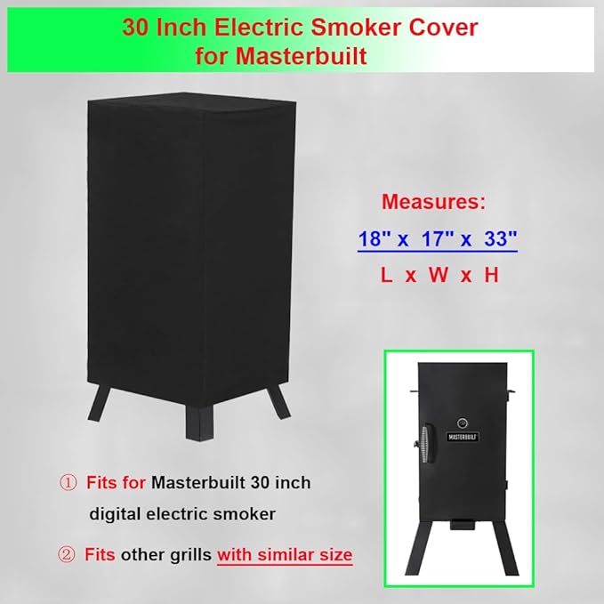 30 Inch Electric Smoker Cover for Masterbuilt, Waterproof Grill Cover for Masterbuilt 30-Inch Digital Vertical BBQ Smoker Outdoor, Black