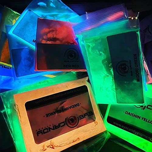 Eye Candy Pigment Powder Sets - Mica Powder for Epoxy Resin Art - Woodworking - Cosmetic Grade Mica Powder - Bath Bombs - Pigment Powder Variety Pack - Non-Toxic and Skin Safe (Glow in The Dark Set)