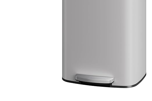 Garvee 21 gal / 80 L Metal Trash Can with Lid, Large Garbage Can for Kitchen, Rustproof Step-on Kitchen Metal Trash Bin with Liner Rim, Rear Handle, Soft Close Plastic Lid, White