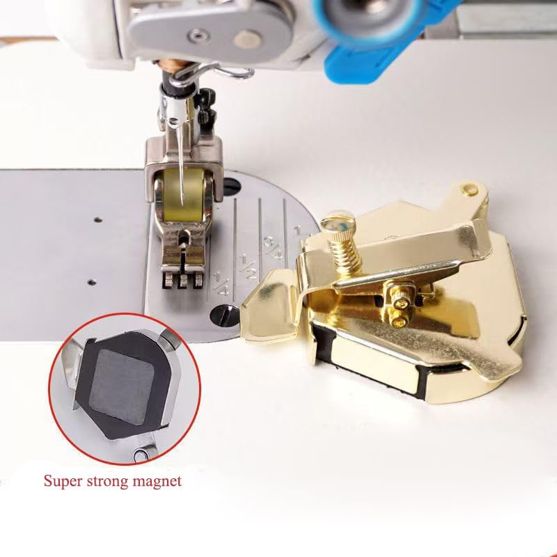 Bequilter Upgraded Multifunctional Magnetic Seam Guide for Sewing Machines, Adjustable Sewing Guide for Precise Stitching, Universal Sewing Supplies and Accessories (Silver and Gold)