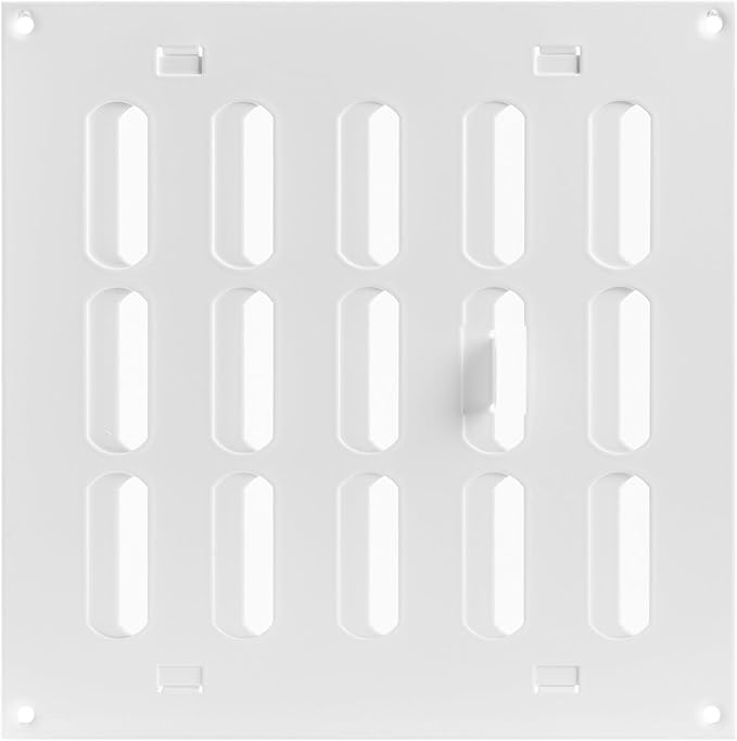 Vent Systems 8" x 8" Inch (Outer Dimensions) Metal Air Vent Grille - White Adjustable Register Vent Cover - Open/Close Air Supply Intake Wall Vent - Heating/Cooling Ceiling Grille for House, Garage