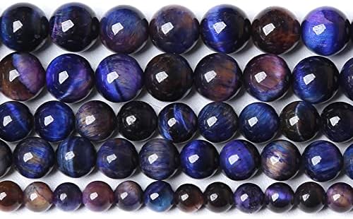 32pcs 12mm Natural Starry Sky Purple Tiger Eye Stone Beads Gemstone Round Loose Beads for Jewelry Making DIY Bracelet,Necklace