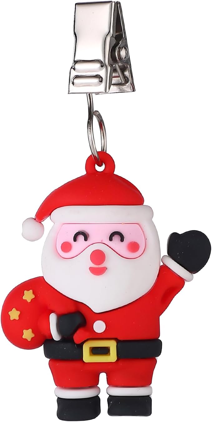 TwoFish Home Set of 4 Xmas Santa Claus Tablecloth Weight Clips Xmas Santa Claus Decoration Tablecloth Weight Clamps Pack of 4