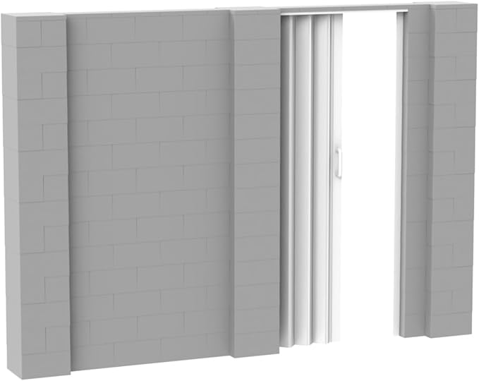 EverBlock 10’ x 7’ Wall Kit with Accordion Door | 3’ x 7’ Doorway | Modular Building Blocks | Wall Display System | Room Divider & Partition | Connect & Reuse | Indoor & Outdoor Use | Light Gray