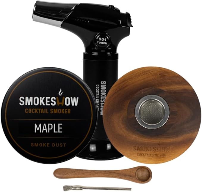 Smokeshow Cocktail Smoker Bundle with Kitchen Torch, One Flavors of Wood Chips Maple (No Butane Included)